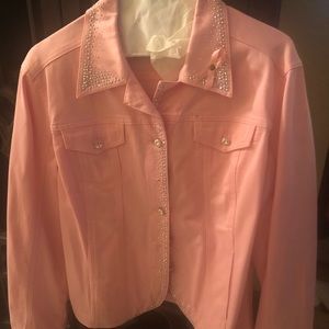 Beautiful pink jean jacket!